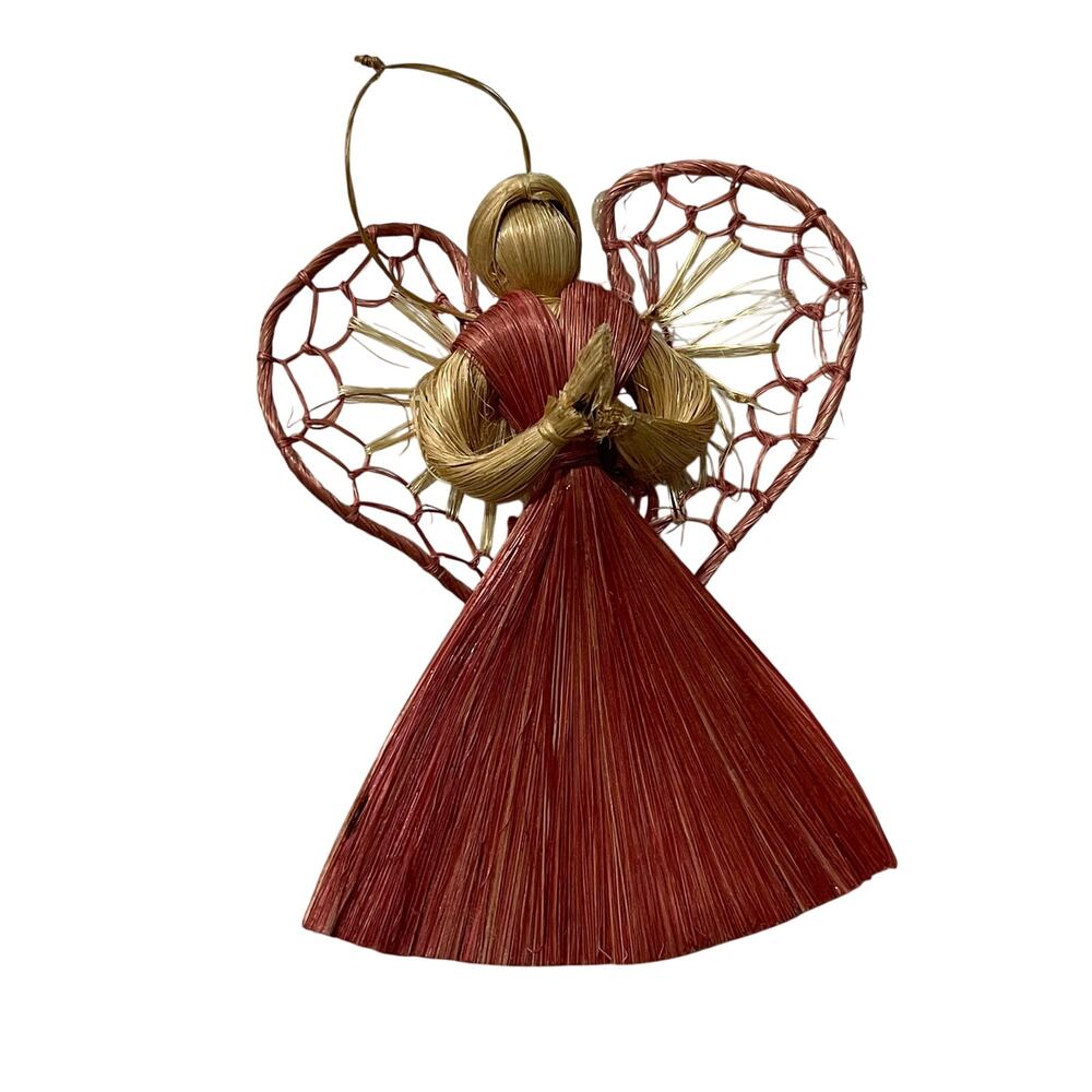 Vintage Artisan-Made Corn Husk Angel Christmas Ornament